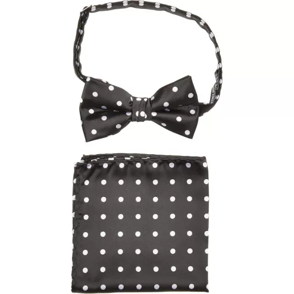 Stacy Adams Mens Satin Dot Bow Tie SetBlackWhite