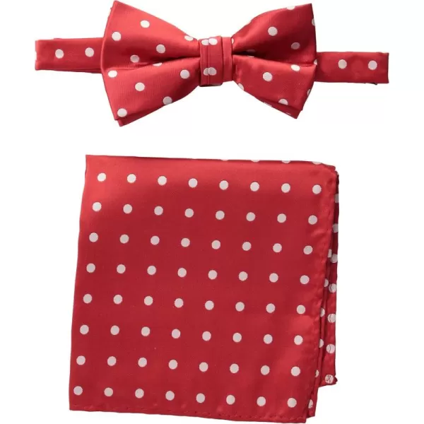 Stacy Adams Mens Satin Dot Bow Tie SetFire Red