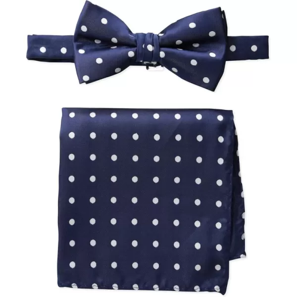 Stacy Adams Mens Satin Dot Bow Tie SetNavy