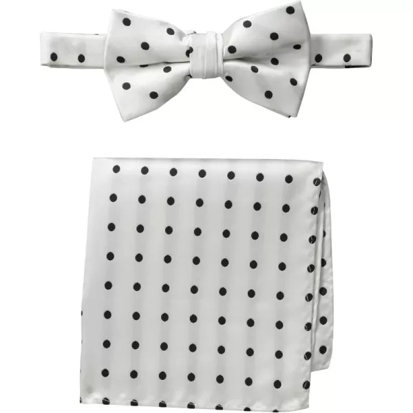 Stacy Adams Mens Satin Dot Bow Tie SetWhiteBlack