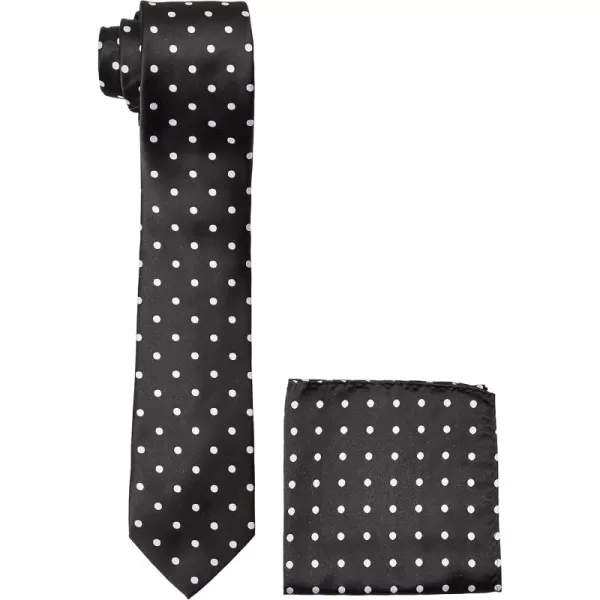 Stacy Adams Mens Satin Dot Tie SetBlackWhite