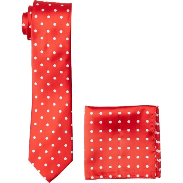 Stacy Adams Mens Satin Dot Tie SetFire Red