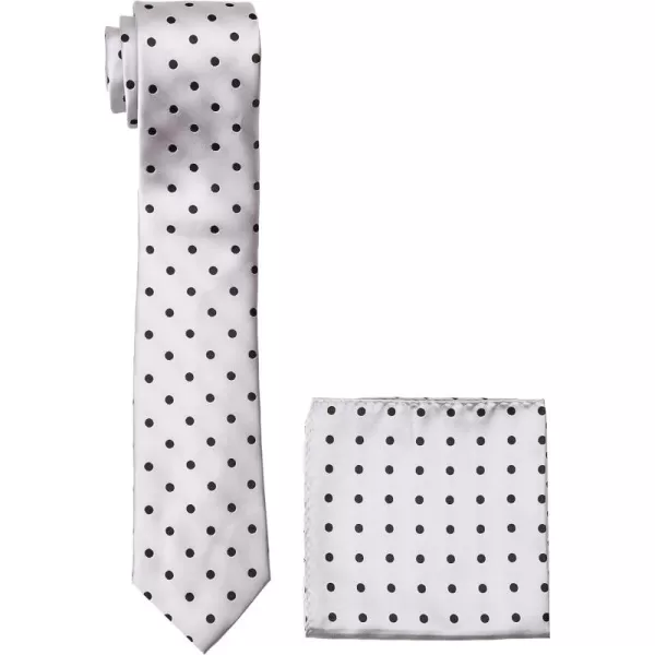 Stacy Adams Mens Satin Dot Tie SetSilver