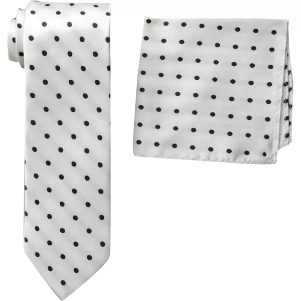 Stacy Adams Mens Satin Dot Tie SetWhiteBlack