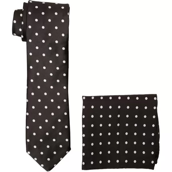 Stacy Adams Mens Tall Plus Size Satin Dot Tie Set Extra LongBlackWhite