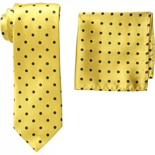 Stacy Adams Mens Tall Plus Size Satin Dot Tie Set Extra LongGold