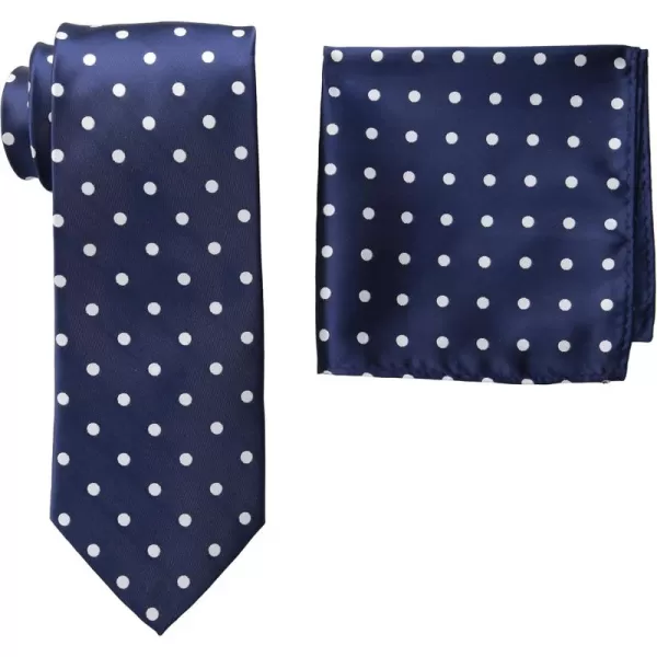 Stacy Adams Mens Tall Plus Size Satin Dot Tie Set Extra LongNavy