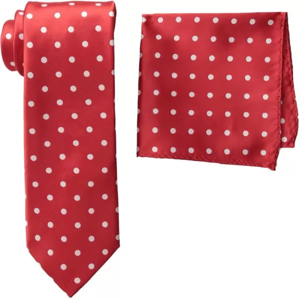 Stacy Adams Mens Tall Plus Size Satin Dot Tie Set Extra LongRed