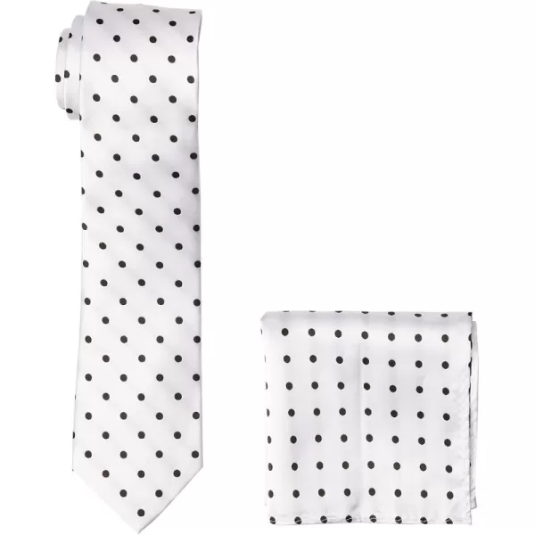 Stacy Adams Mens Tall Plus Size Satin Dot Tie Set Extra LongWhiteBlack