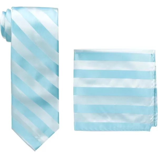 STACY ADAMS Mens TallPlusSize Solid Woven Formal Stripe Tie Set Extra LongBlue