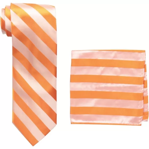 STACY ADAMS Mens TallPlusSize Solid Woven Formal Stripe Tie Set Extra LongOrange