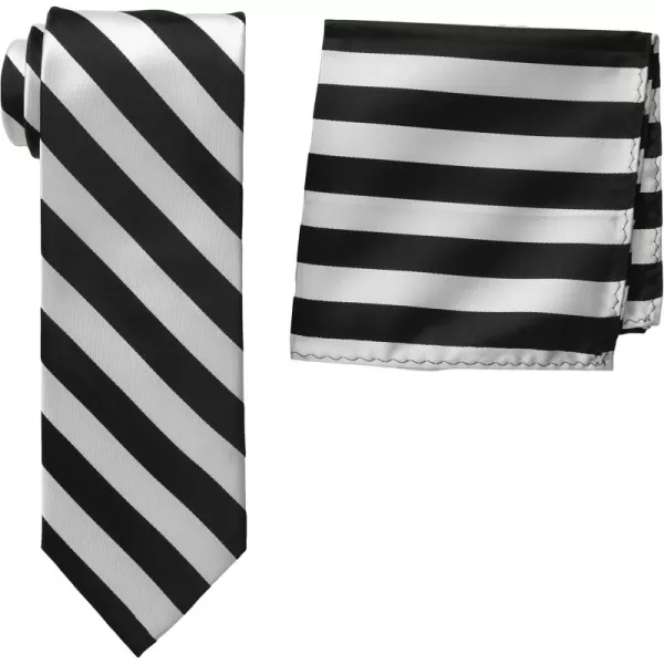 Stacy Adams Mens Extra Long Formal Stripe Tie SetBlackWhite