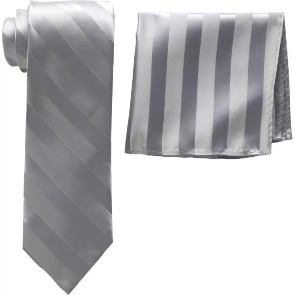 Stacy Adams Mens Extra Long Formal Stripe Tie SetSilver