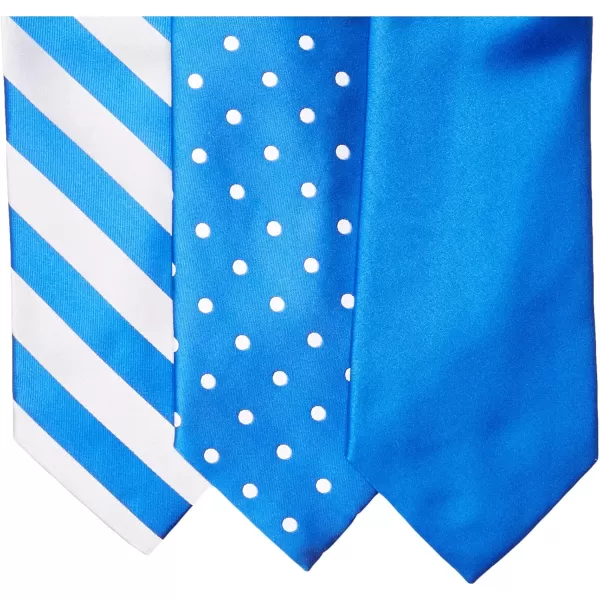 STACY ADAMS mens 3 Pack Satin Neckties Solid Striped Dots With Pocket SquaresNecktieBlue