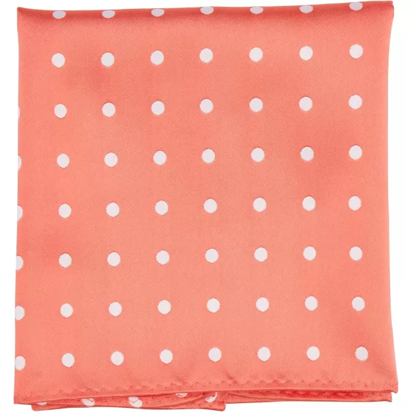STACY ADAMS mens 3 Pack Satin Neckties Solid Striped Dots With Pocket SquaresNecktieCoral