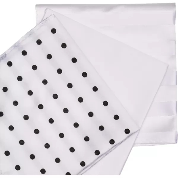 STACY ADAMS mens 3 Pack Satin Neckties Solid Striped Dots With Pocket SquaresNecktieWhite