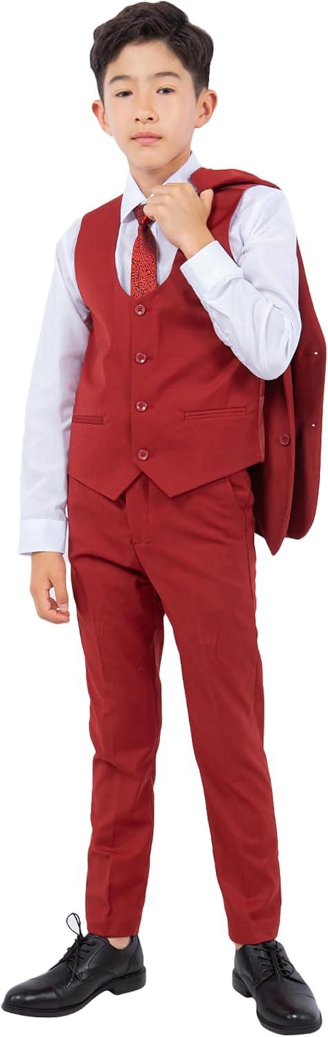 imageSTACY ADAMS Boys Classic 5Piece Suit Set  Blazer Vest Pants Shirt ampamp TieBrick