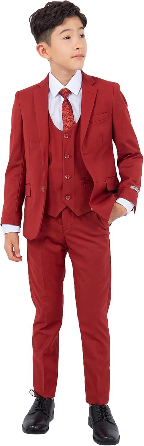 imageSTACY ADAMS Boys Classic 5Piece Suit Set  Blazer Vest Pants Shirt ampamp TieBrick