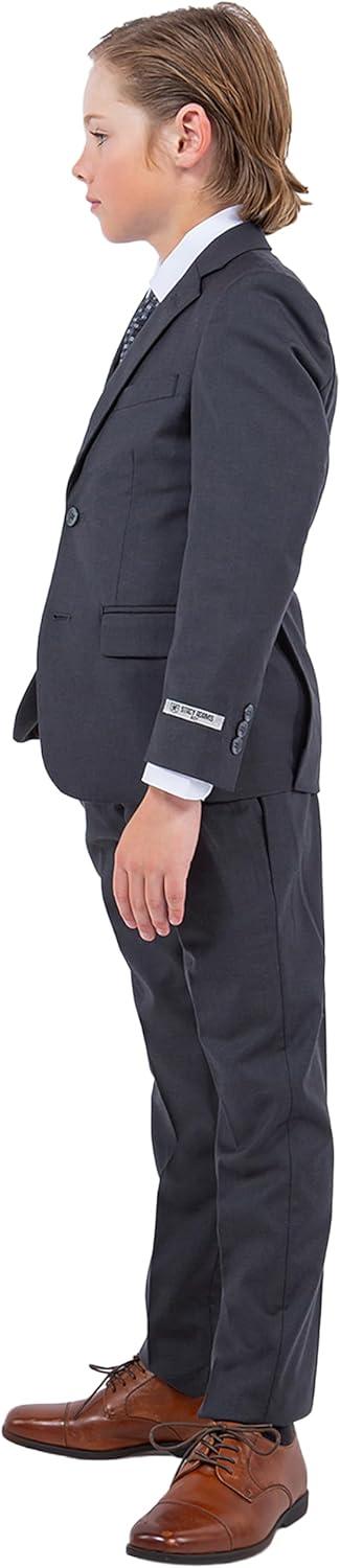 imageSTACY ADAMS Boys Classic 5Piece Suit Set  Blazer Vest Pants Shirt ampamp TieCharcoal Grey