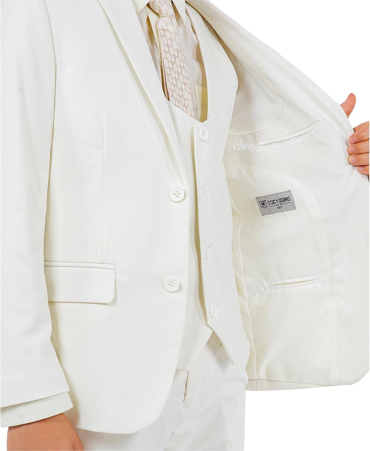 imageSTACY ADAMS Boys Classic 5Piece Suit Set  Blazer Vest Pants Shirt ampamp TieIvory