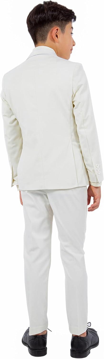 imageSTACY ADAMS Boys Classic 5Piece Suit Set  Blazer Vest Pants Shirt ampamp TieIvory