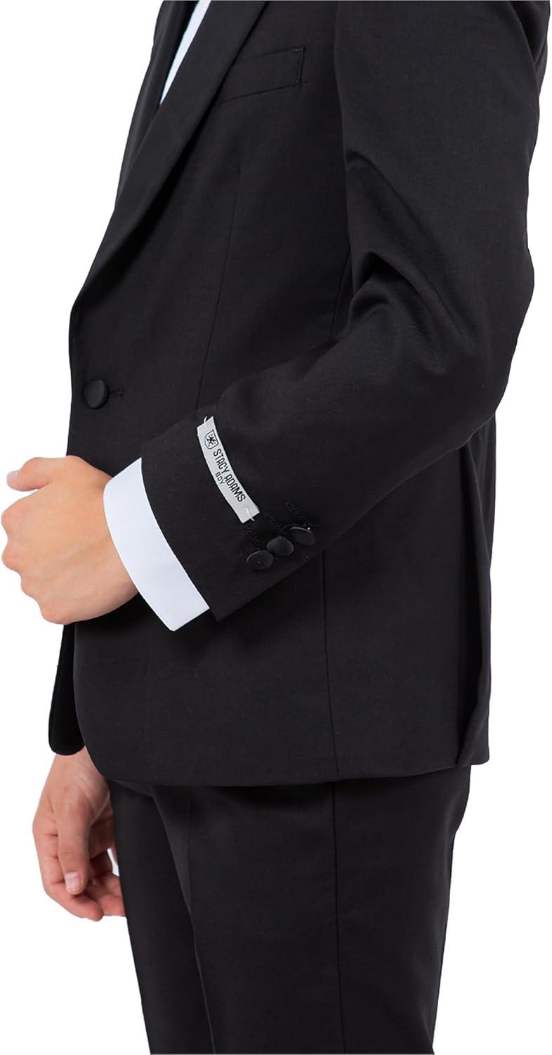 imageSTACY ADAMS Boys Classic 5Piece Tuxedo Set  Blazer Vest Pants Shirt ampamp TieBlack