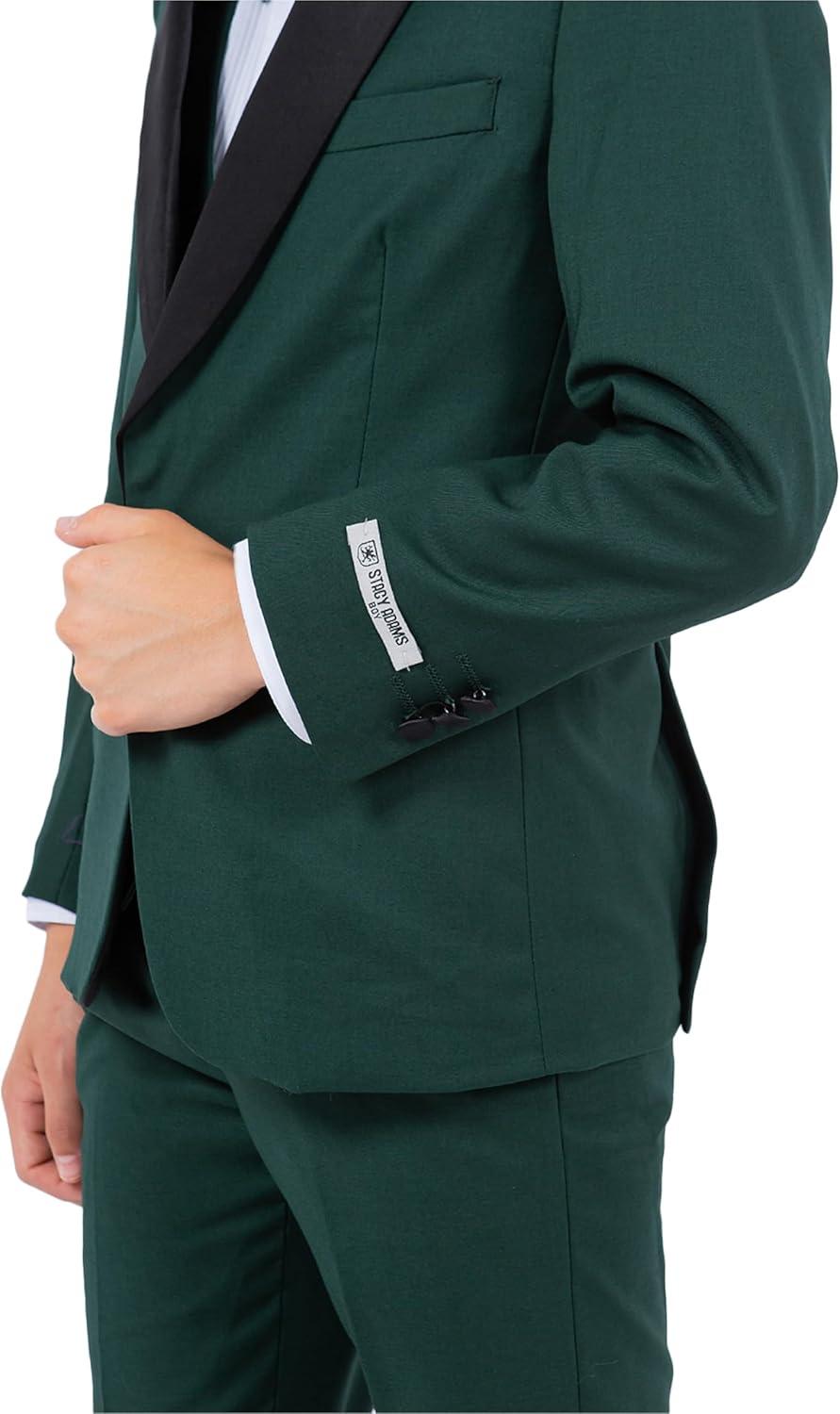 imageSTACY ADAMS Boys Classic 5Piece Tuxedo Set  Blazer Vest Pants Shirt ampamp TieGreen