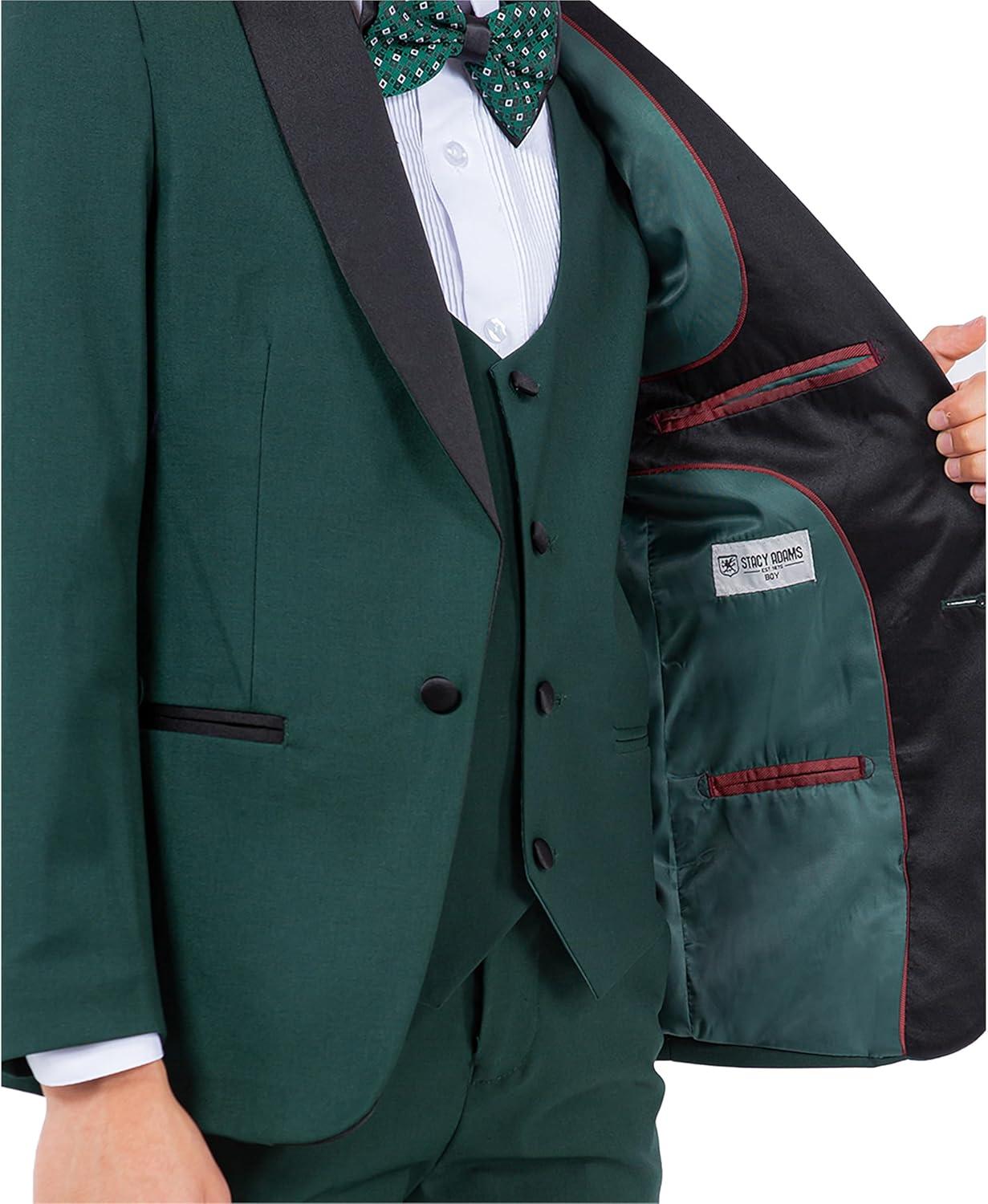 imageSTACY ADAMS Boys Classic 5Piece Tuxedo Set  Blazer Vest Pants Shirt ampamp TieGreen