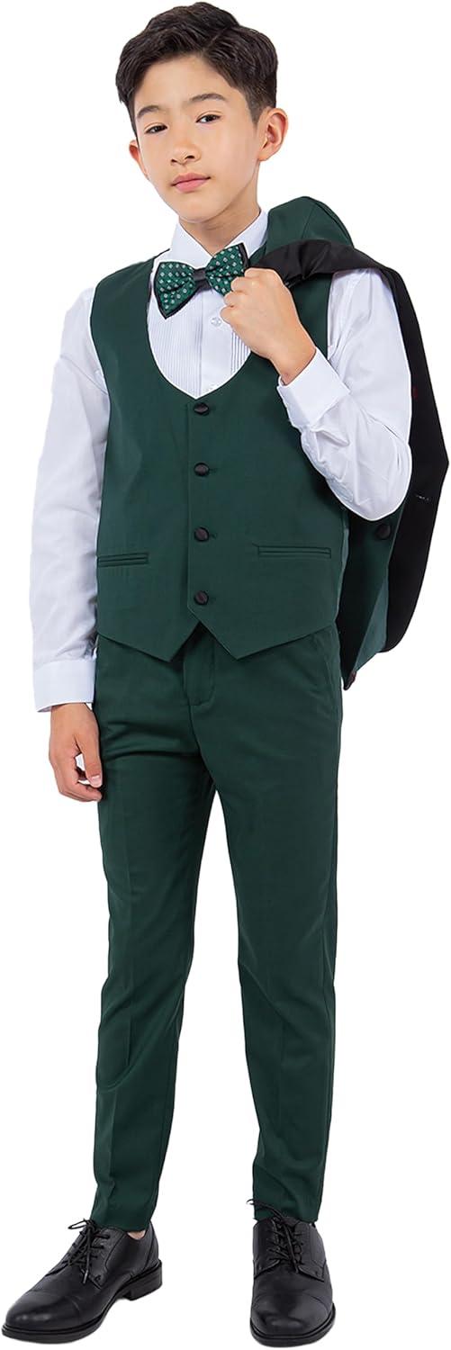 imageSTACY ADAMS Boys Classic 5Piece Tuxedo Set  Blazer Vest Pants Shirt ampamp TieGreen