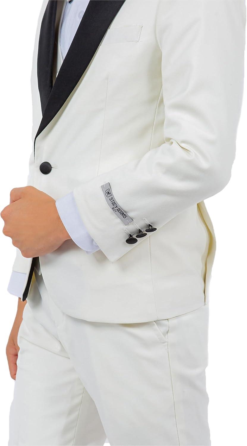 imageSTACY ADAMS Boys Classic 5Piece Tuxedo Set  Blazer Vest Pants Shirt ampamp TieIvory