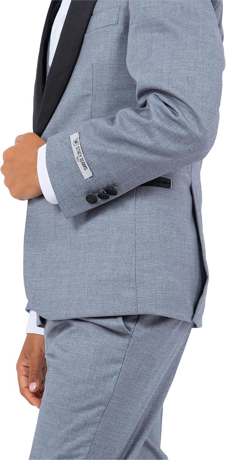 imageSTACY ADAMS Boys Classic 5Piece Tuxedo Set  Blazer Vest Pants Shirt ampamp TieMedium Grey