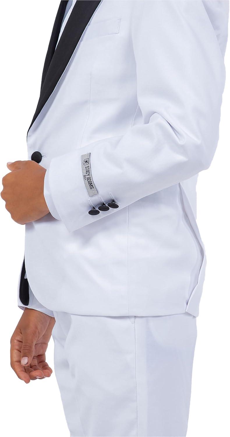 imageSTACY ADAMS Boys Classic 5Piece Tuxedo Set  Blazer Vest Pants Shirt ampamp TieWhite