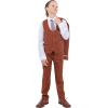imageSTACY ADAMS Boys Classic 5Piece Suit Set  Blazer Vest Pants Shirt ampamp TieBrown