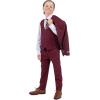 imageSTACY ADAMS Boys Classic 5Piece Suit Set  Blazer Vest Pants Shirt ampamp TieBurgundy