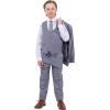 imageSTACY ADAMS Boys Classic 5Piece Suit Set  Blazer Vest Pants Shirt ampamp TieMedium Grey