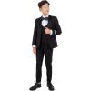 imageSTACY ADAMS Boys Classic 5Piece Tuxedo Set  Blazer Vest Pants Shirt ampamp TieBlack