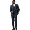 imageSTACY ADAMS Mens Hackman Classic Modern 3Piece Suit  Slim Fit Windowpane Design Tailored Jacket Vest and TrousersNavy