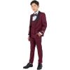 imageSTACY ADAMS Boys Classic 5Piece Tuxedo Set  Blazer Vest Pants Shirt ampamp TieBurgundy