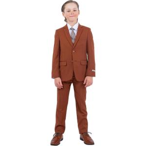 imageSTACY ADAMS Boys Classic 5Piece Suit Set  Blazer Vest Pants Shirt ampamp TieBrown