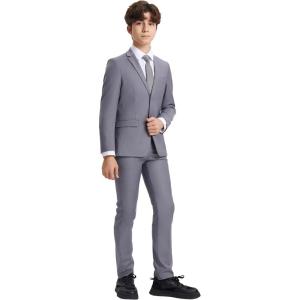 imageSTACY ADAMS Boys Classic 5Piece Suit Set  Blazer Vest Pants Shirt ampamp TieGrey