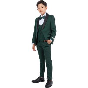 imageSTACY ADAMS Boys Classic 5Piece Tuxedo Set  Blazer Vest Pants Shirt ampamp TieGreen