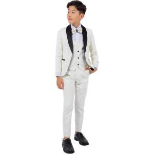 imageSTACY ADAMS Boys Classic 5Piece Tuxedo Set  Blazer Vest Pants Shirt ampamp TieIvory