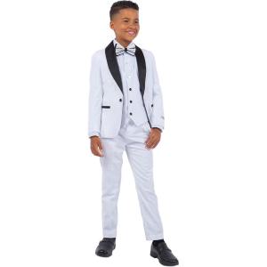 imageSTACY ADAMS Boys Classic 5Piece Tuxedo Set  Blazer Vest Pants Shirt ampamp TieWhite
