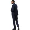 imageSTACY ADAMS Mens Classic Modern 3Piece Suit  Slim Fit Glen Check Tailored Jacket Vest and SlimFit TrousersBlue With Orange