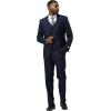 imageSTACY ADAMS Mens Classic Modern 3Piece Suit  Slim Fit Glen Check Tailored Jacket Vest and SlimFit TrousersBlue With Orange