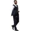 imageSTACY ADAMS Mens Classic Modern 3Piece Suit  Slim Fit Glen Check Tailored Jacket Vest and SlimFit TrousersBlue With Orange