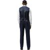 imageSTACY ADAMS Mens Classic Modern 3Piece Suit  Slim Fit Glen Check Tailored Jacket Vest and SlimFit TrousersBlue With Orange