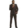 imageSTACY ADAMS Mens Classic Modern 3Piece Suit  Slim Fit Glen Plaid Tailored Jacket Vest and SlimFit TrousersBrown