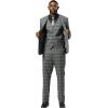 imageSTACY ADAMS Mens Classic Modern 3Piece Suit  Slim Fit Glen Plaid Tailored Jacket Vest and SlimFit TrousersGrey