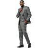 imageSTACY ADAMS Mens Classic Modern 3Piece Suit  Slim Fit Glen Plaid Tailored Jacket Vest and SlimFit TrousersGrey